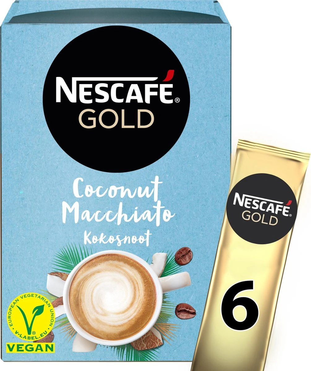 Nescafé Gold Coconut Macchiato Oploskoffie - 6 Doosjes à 6 Zakjes - Image 4
