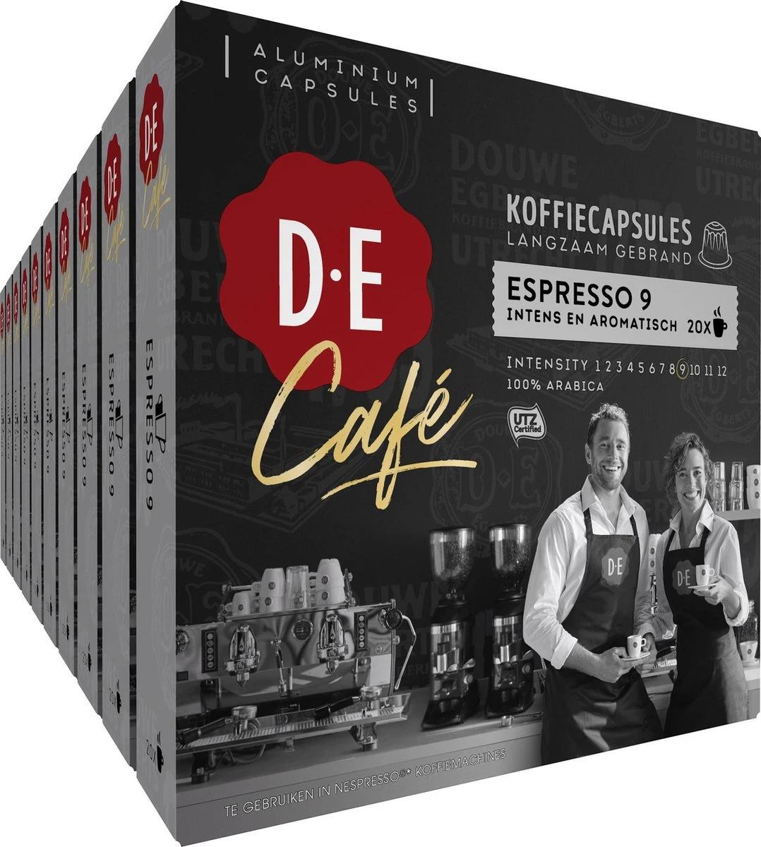 Douwe Egberts D.E Café Espresso Koffiecups - Intensiteit 9/12 - 10 X 20 Capsules