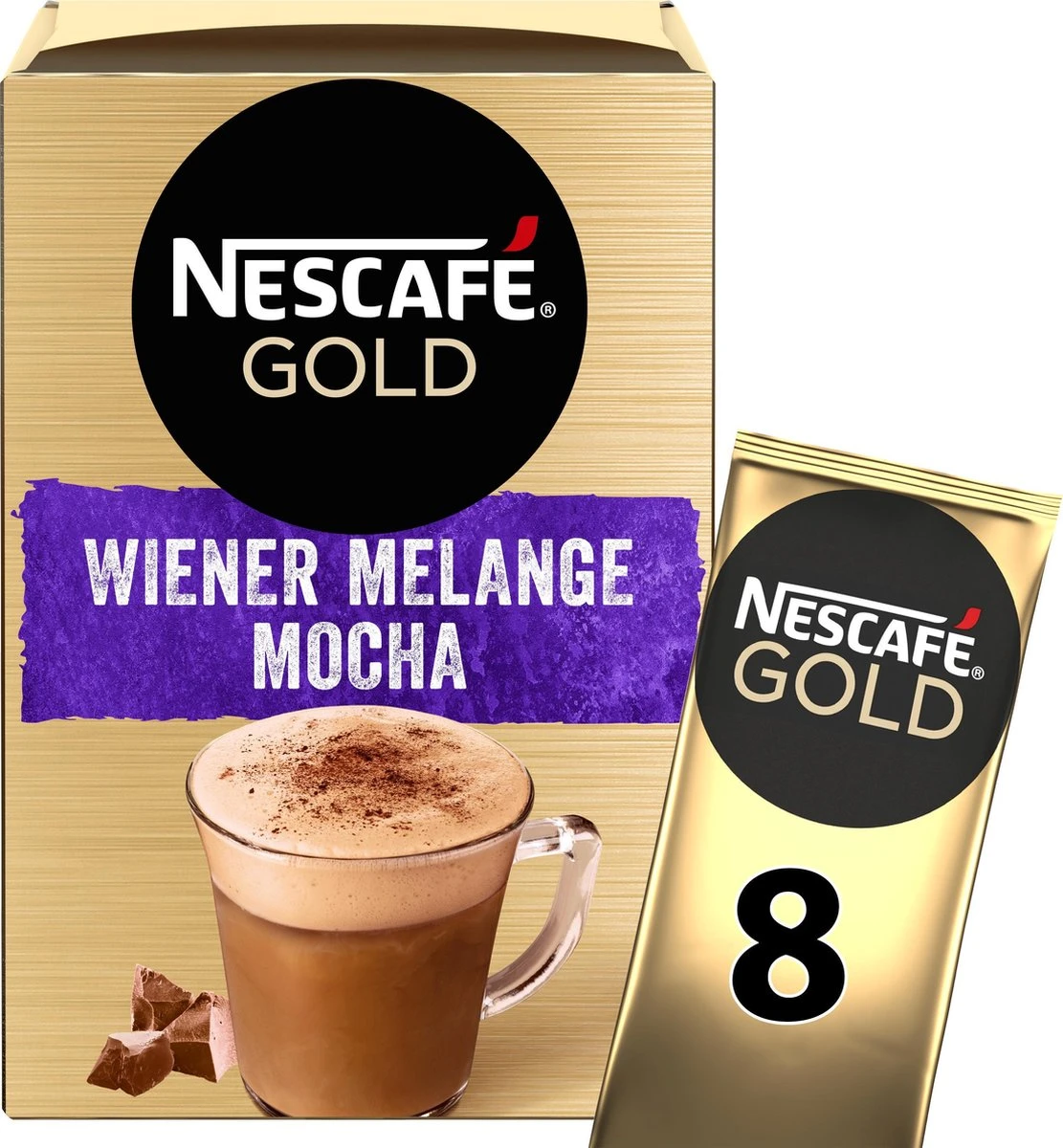 Nescafé Gold Wiener Melange Mocha Oploskoffie - 6 Doosjes à 8 Zakjes - Image 3