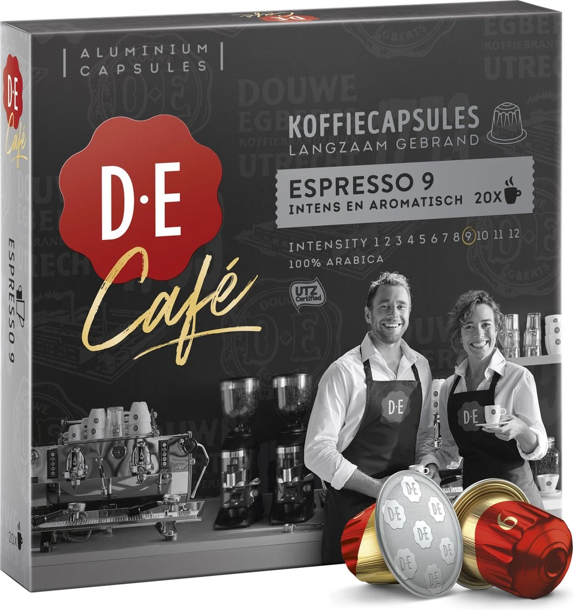 Douwe Egberts D.E Café Espresso Koffiecups - Intensiteit 9/12 - 10 X 20 Capsules - Image 2
