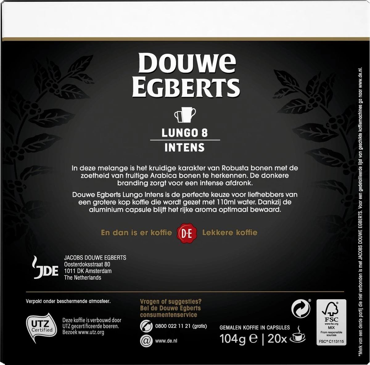 Douwe Egberts Lungo Intens Koffiecups - Intensiteit 8/12 - 10 X 20 Capsules - Image 2