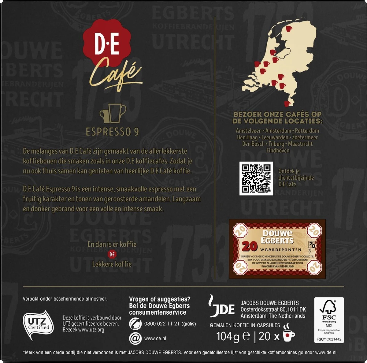 Douwe Egberts D.E Café Espresso Koffiecups - Intensiteit 9/12 - 10 X 20 Capsules - Image 3