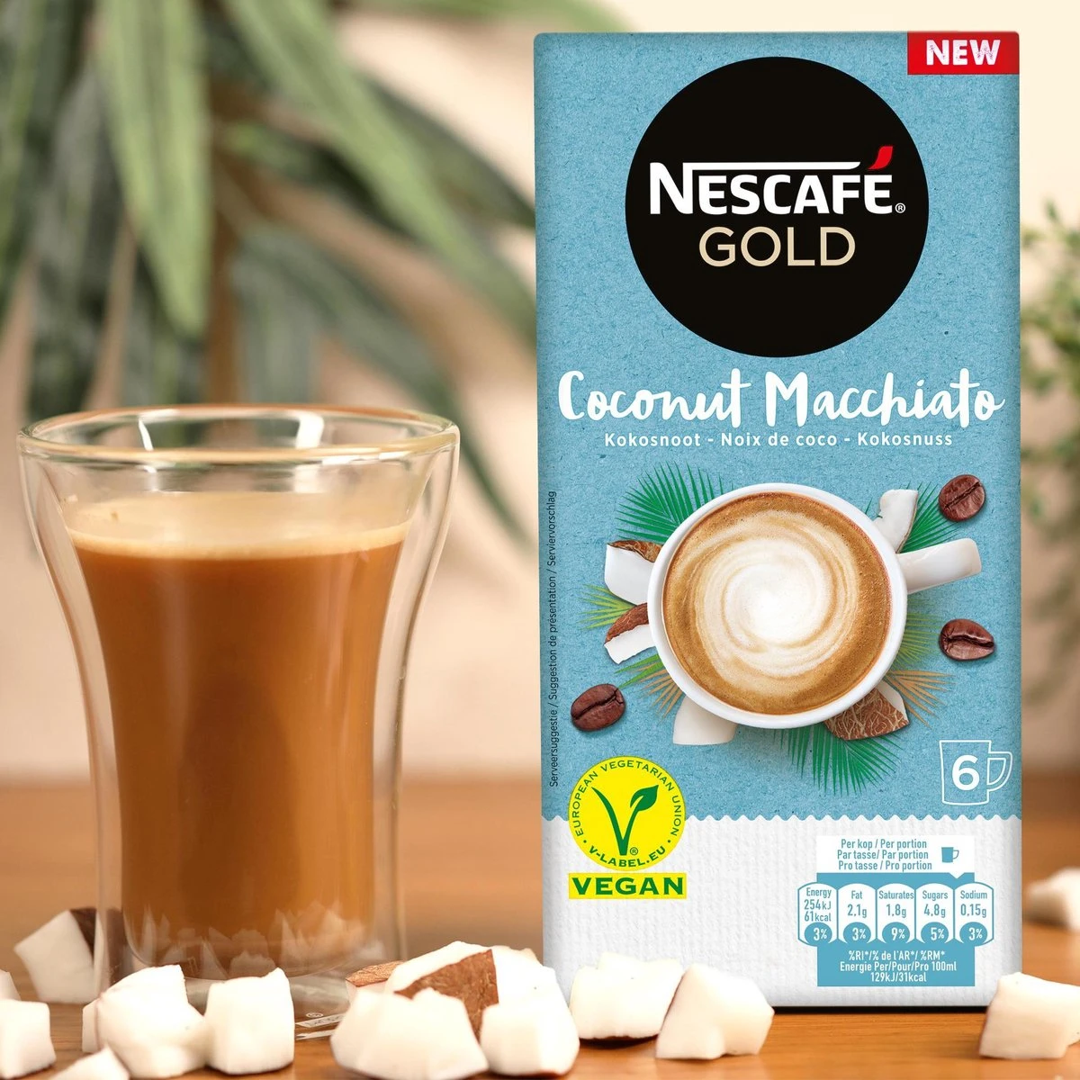 Nescafé Gold Coconut Macchiato Oploskoffie - 6 Doosjes à 6 Zakjes - Image 5