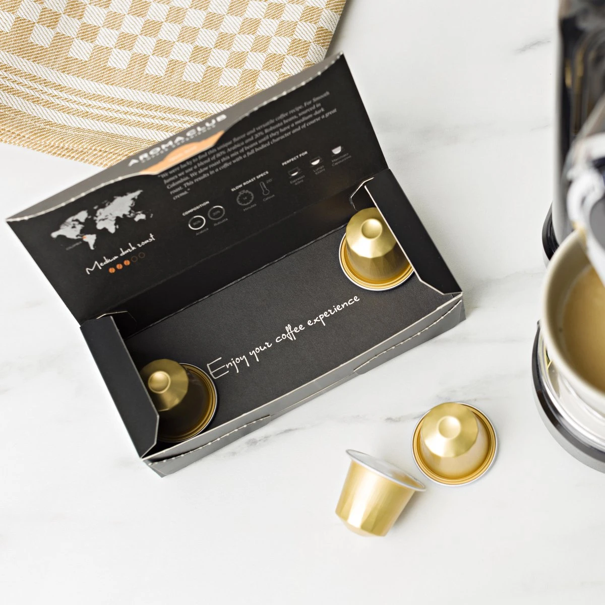 Aroma Club - Nespresso Compatible Capsules (120 St.) - No. 2 Smooth James - Intensiteit 3/5 - Espresso & Lungo - 100% Aluminium Koffiecups - Afbeelding 5