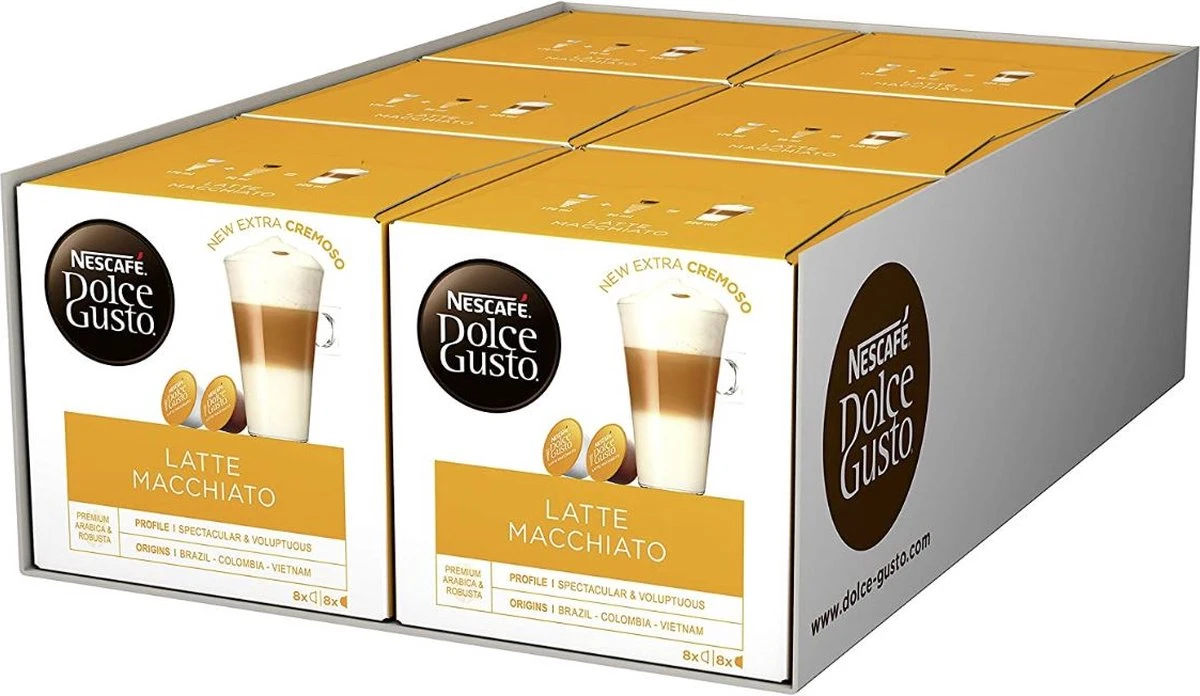 NESCAFÉ Dolce Gusto Latte Macchiato | 96 Koffiecups = 6 Doosjes Van 16 Cups