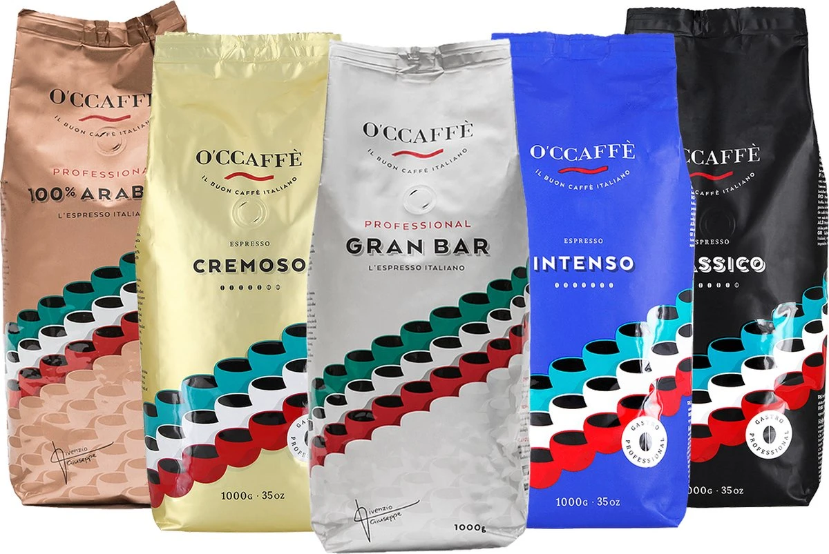 O'ccaffè - Premium Italiaanse Koffiebonen | Professional | Proefpakket XXL | 5 X 1kg | Barista Kwaliteit