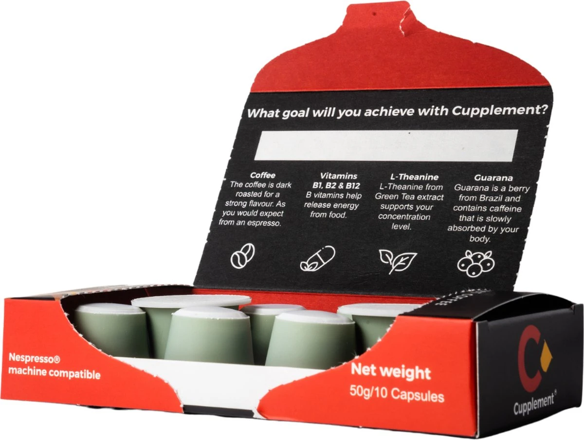 Cupplement Energy/Focus Blend Dark Roast Espresso - 10 Nespresso Koffiecups - Koffie Met Vitamines, Extra Cafeïne En Superfoods - Duurzame Biologische Afbreekbare Koffie Capsules - Image 2
