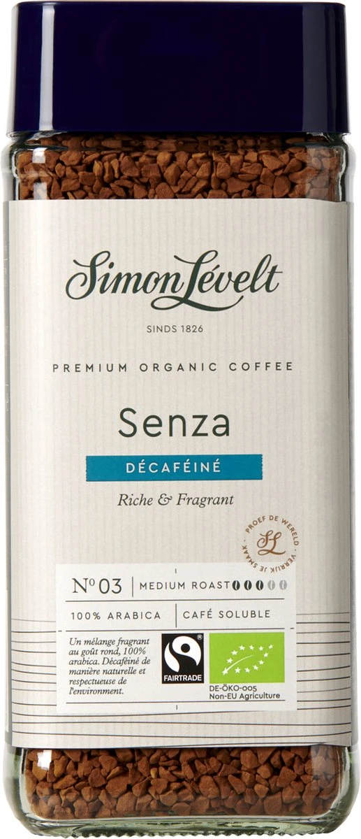 Simon Lévelt | Cafeïnevrije Oploskoffie Premium Organic Coffee - 100g