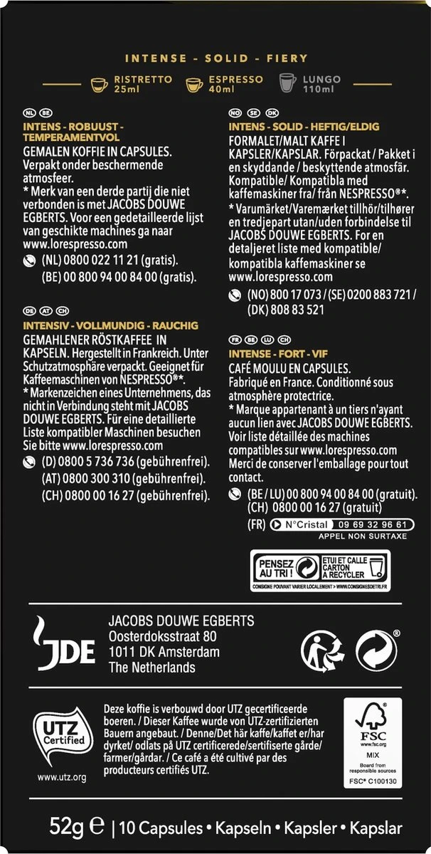 L'OR Espresso Forza Koffiecups - Intensiteit 9/12 - 10 X 10 Capsules - Image 3