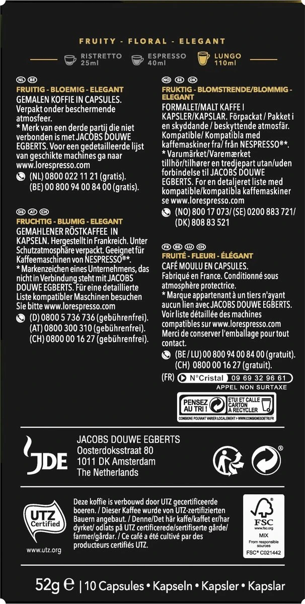 L'OR Lungo Elegante Koffiecups - Intensiteit 6/12 - 10 X 10 Capsules - Image 2