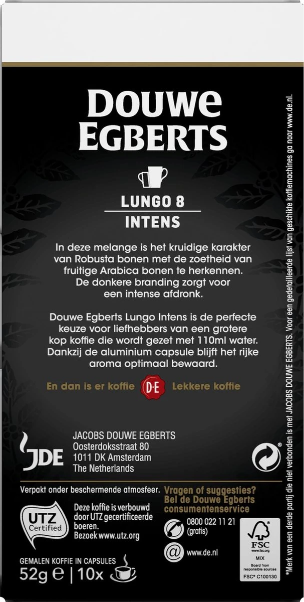 Douwe Egberts Lungo Intens Koffiecups - Intensiteit 8/12 - 10 X 10 Capsules - Image 3