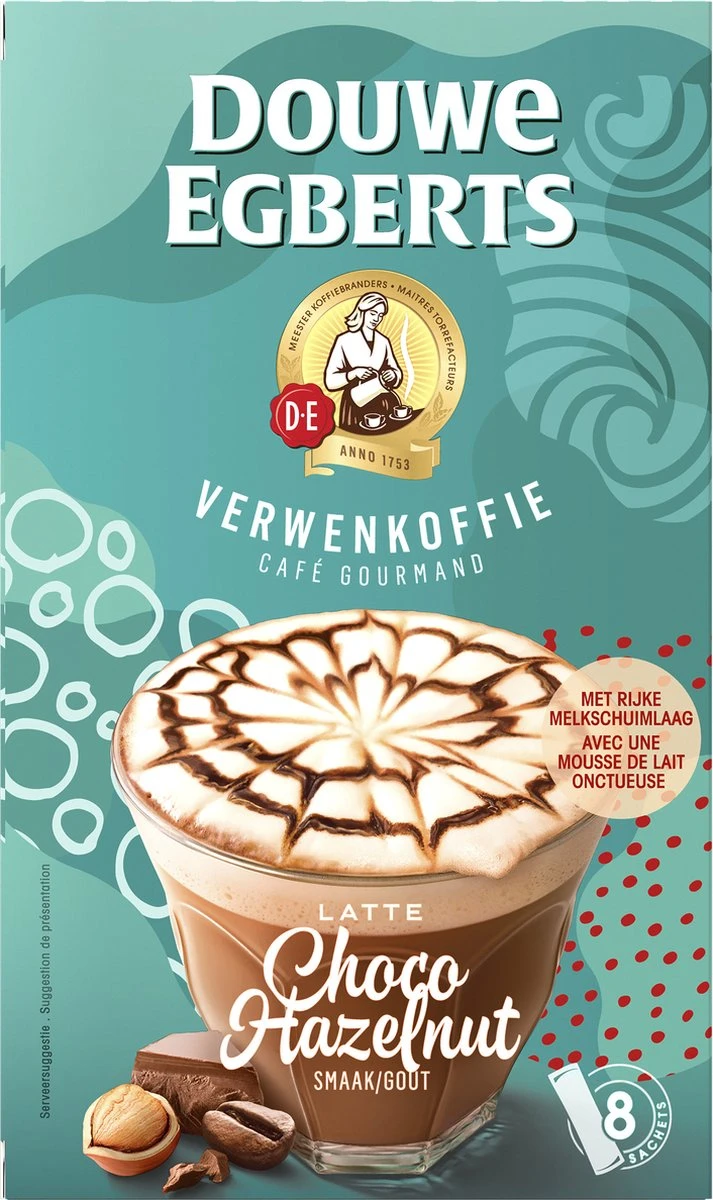 Douwe Egberts Latte Choco Hazelnut Oploskoffie - 5/9 Intensiteit - 5 X 8 Zakjes - Image 4