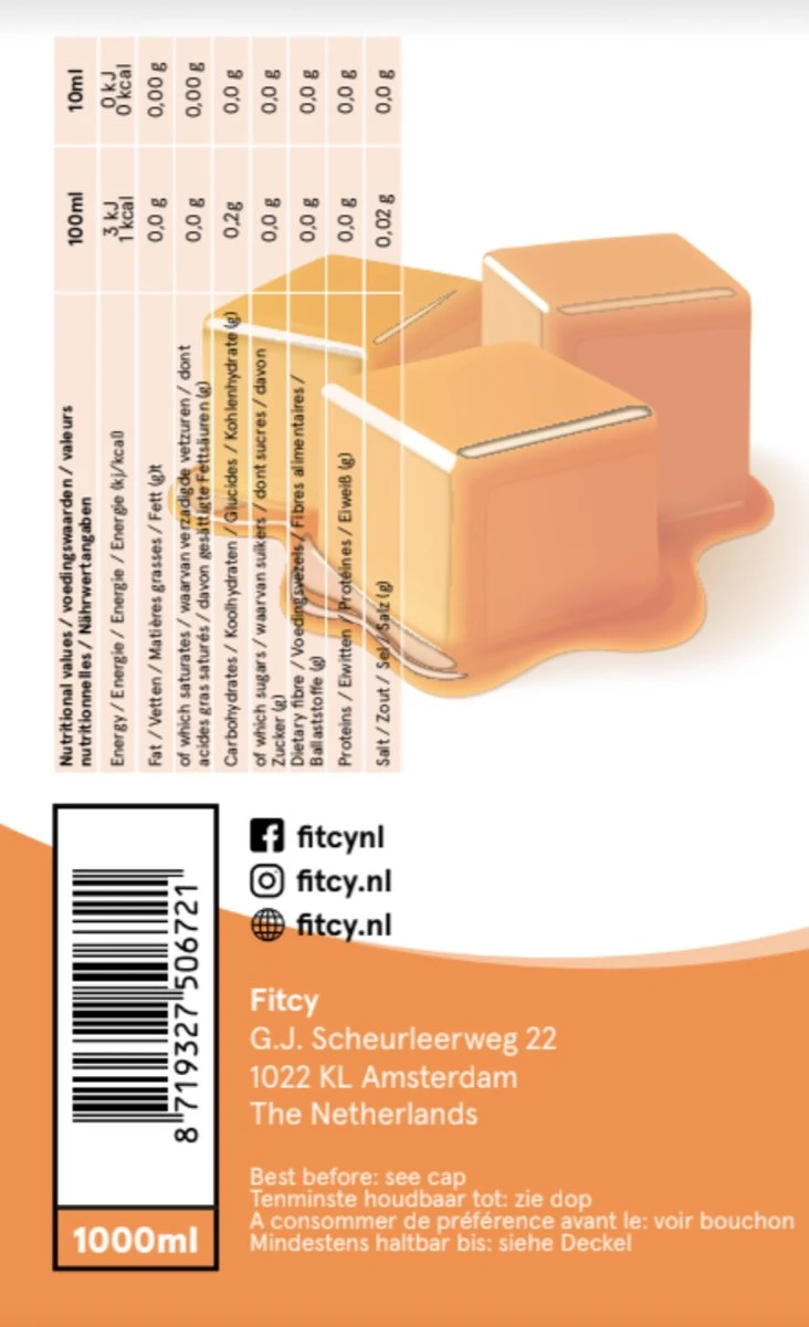 Fitcy | Koffiesiroop | Karamel | Barista Syrup | Zero | Vegan | Vetvrij | Suikervrij | Keto-vriendelijk | Koffie | Siroop| MET DOSEERPOMP | 1L - Image 3