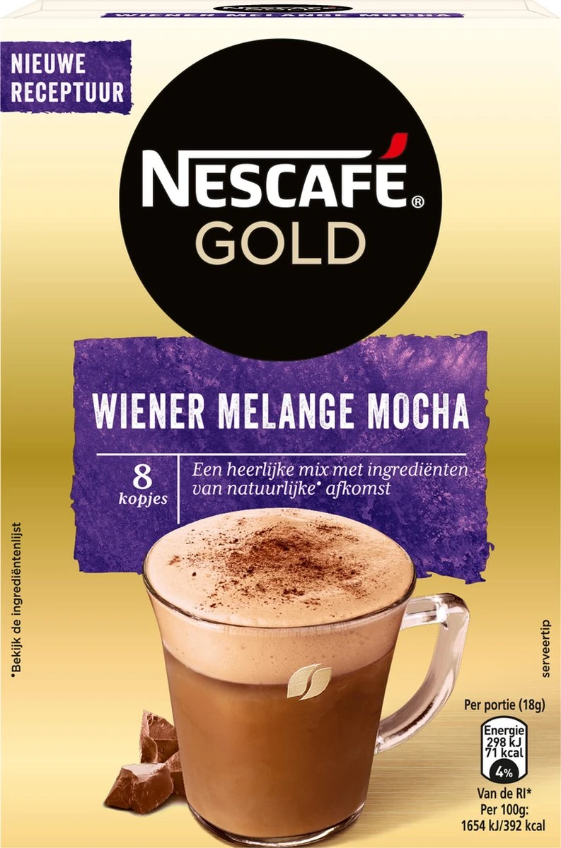 Nescafé Gold Wiener Melange Mocha Oploskoffie - 6 Doosjes à 8 Zakjes - Image 2