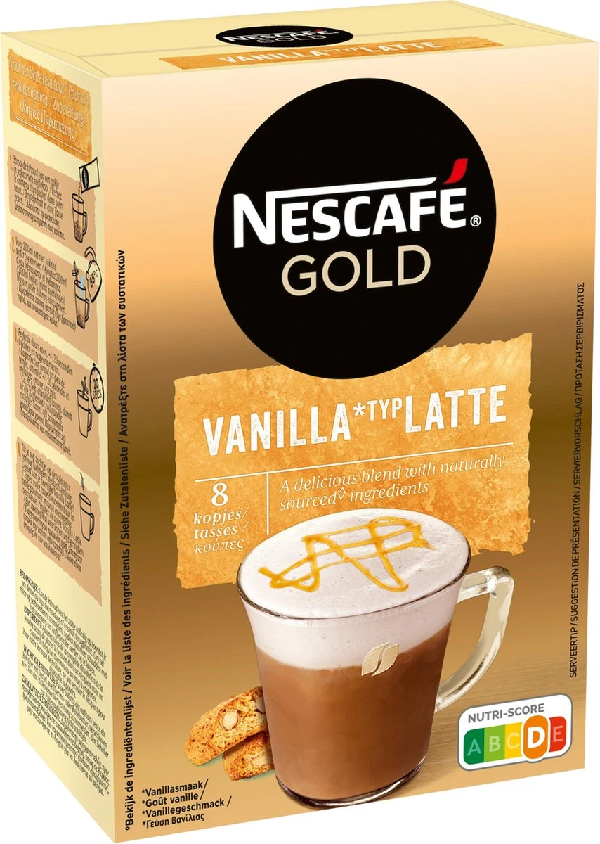 Nescafé Gold Latte Vanille Oploskoffie - 6 Doosjes à 8 Zakjes - Image 2