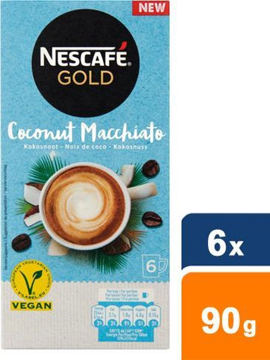 Nescafé Gold Coconut Macchiato Oploskoffie - 6 Doosjes à 6 Zakjes - Image 7