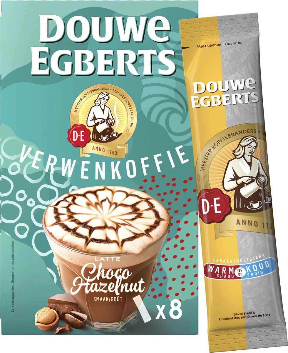 Douwe Egberts Latte Choco Hazelnut Oploskoffie - 5/9 Intensiteit - 5 X 8 Zakjes - Image 3