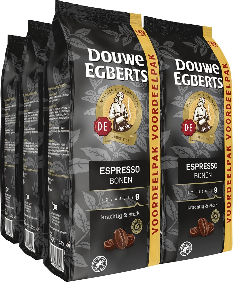 Douwe Egberts Espresso Koffiebonen - 4 X 1000 Gram - Extra Grote Verpakking