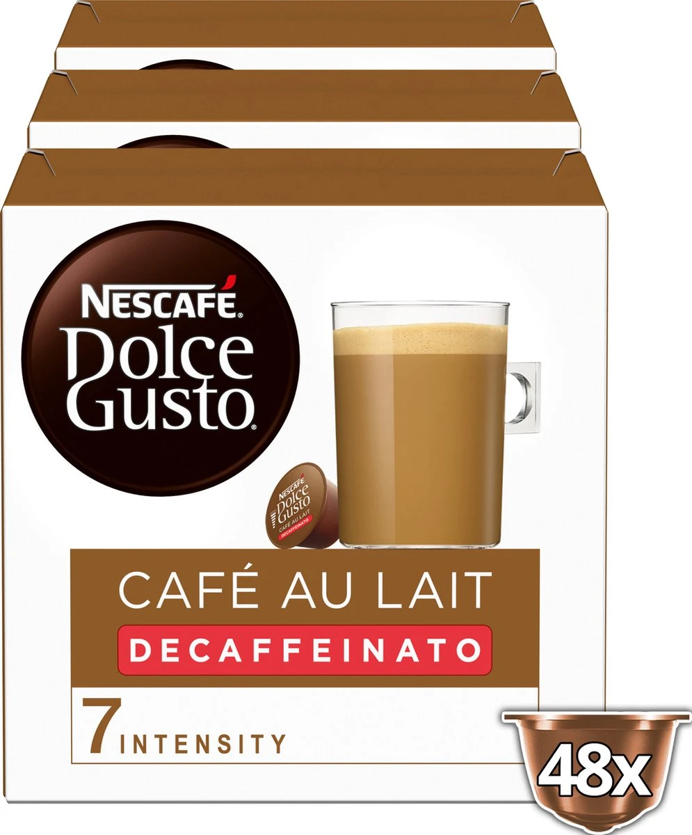 Nescafé Dolce Gusto Cafe Au Lait Decaf 3 Doosjes à 16 Capsules